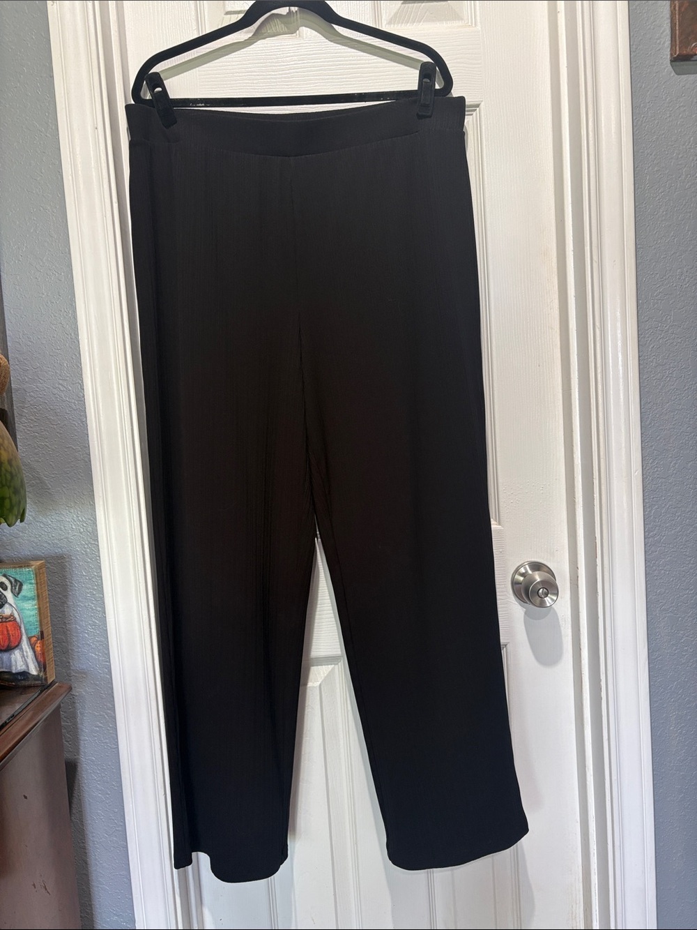 Investments Black Textured Straight-Leg Pull-On Pants